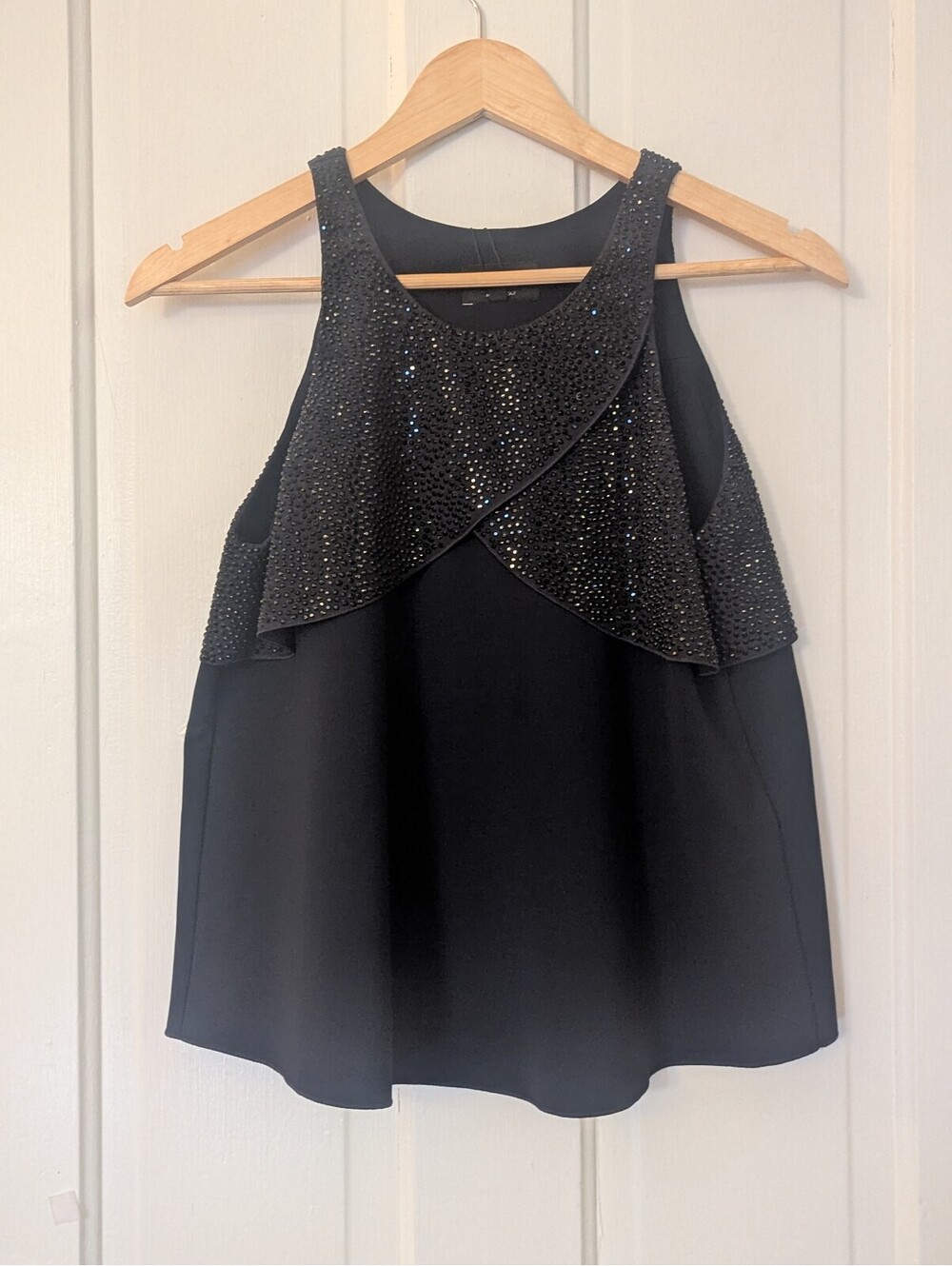 GORGEOUS NWT EMPORIO ARMANI BLACK CRYSTAL EMBELLISHED EVENING TOP | 42 or US 6